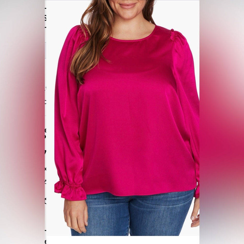 CeCe Fuchsia Long Sleeve Blouse NWOT